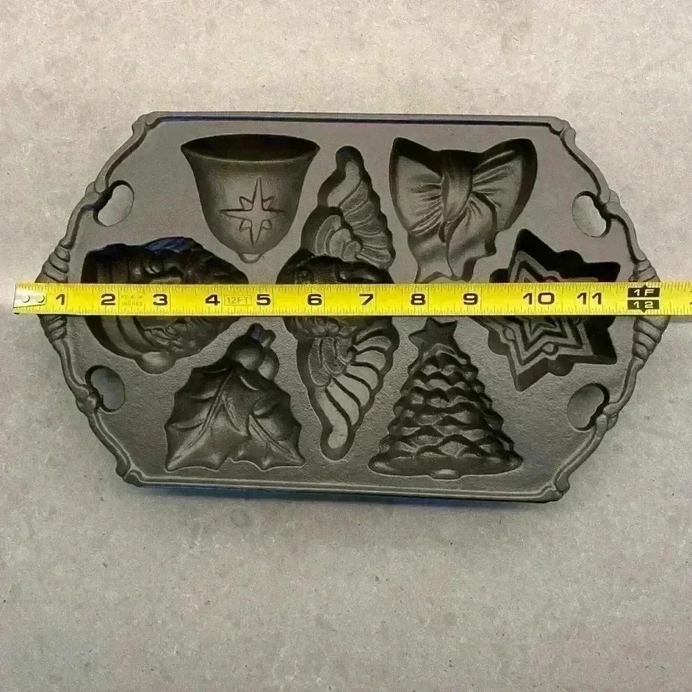 John Wright Cast Iron Vintage Christmas Angel Santa Cookie Muffin Mold Pan